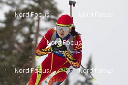 09.03.2016, Oslo, Norway (NOR): Jialin Tang (CHN) - IBU world championships biathlon, individual women, Oslo (NOR). www.nordicfocus.com. © NordicFocus. Every downloaded picture is fee-liable.