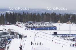 09.03.2016, Oslo, Norway (NOR): Event Feature: Overview over the stadium - IBU world championships biathlon, individual women, Oslo (NOR). www.nordicfocus.com. © NordicFocus. Every downloaded picture is fee-liable.