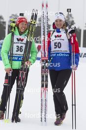 09.03.2016, Oslo, Norway (NOR): Laura Dahlmeier (GER), Anais Bescond (FRA), (l-r) - IBU world championships biathlon, individual women, Oslo (NOR). www.nordicfocus.com. © NordicFocus. Every downloaded picture is fee-liable.