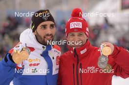 13.03.2016, Oslo, Norway (NOR): Martin Fourcade (FRA), Ole Einar Bjoerndalen (NOR) - IBU world championships biathlon, mass men, Oslo (NOR). www.nordicfocus.com. © Tumashov/NordicFocus. Every downloaded picture is fee-liable.