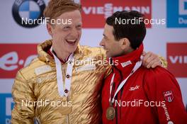 13.03.2016, Oslo, Norway (NOR):  Ole Einar Bjoerndalen (NOR), Johannes Thingnes Boe (NOR) - IBU world championships biathlon, mass men, Oslo (NOR). www.nordicfocus.com. © Tumashov/NordicFocus. Every downloaded picture is fee-liable.