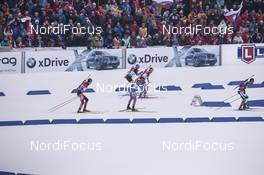 13.03.2016, Oslo, Norway (NOR): Dominik Landertinger (AUT), Simon Schempp (GER), Evgeniy Garanichev (RUS), Ole Einar Bjoerndalen (NOR), Martin Fourcade (FRA), (l-r) - IBU world championships biathlon, mass men, Oslo (NOR). www.nordicfocus.com. © NordicFocus. Every downloaded picture is fee-liable.