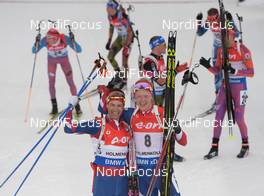 13.03.2016, Oslo, Norway (NOR): Ole Einar Bjoerndalen (NOR), Johannes Thingnes Boe (NOR) - IBU world championships biathlon, mass men, Oslo (NOR). www.nordicfocus.com. © Tumashov/NordicFocus. Every downloaded picture is fee-liable.