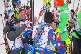 03.03.2016, Oslo, Norway (NOR): Marie Dorin Habert (FRA), Anais Bescond (FRA) - IBU world championships biathlon, relay mixed, Oslo (NOR). www.nordicfocus.com. © Tumashov/NordicFocus. Every downloaded picture is fee-liable.