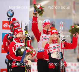 03.03.2016, Oslo, Norway (NOR): Marte Olsbu (NOR), Johannes Thingnes Boe (NOR), Tiril Eckhoff (NOR), (l-r) - IBU world championships biathlon, relay mixed, Oslo (NOR). www.nordicfocus.com. © Tumashov/NordicFocus. Every downloaded picture is fee-liable.