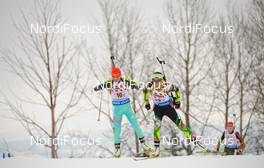 03.03.2016, Oslo, Norway (NOR): Nadezhda Skardino (BLR), Valj Semerenko (UKR) - IBU world championships biathlon, relay mixed, Oslo (NOR). www.nordicfocus.com. © Tumashov/NordicFocus. Every downloaded picture is fee-liable.