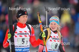 03.03.2016, Oslo, Norway (NOR): Rosanna Crawford (CAN), Lisa Theresa Hauser (AUT) - IBU world championships biathlon, relay mixed, Oslo (NOR). www.nordicfocus.com. © Tumashov/NordicFocus. Every downloaded picture is fee-liable.