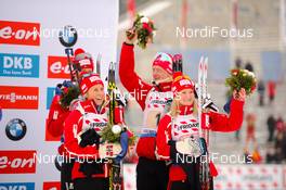 03.03.2016, Oslo, Norway (NOR): Marte Olsbu (NOR), Tiril Eckhoff (NOR), Johannes Thingnes Boe (NOR), Tarjei Boe (NOR) - IBU world championships biathlon, relay mixed, Oslo (NOR). www.nordicfocus.com. © Tumashov/NordicFocus. Every downloaded picture is fee-liable.