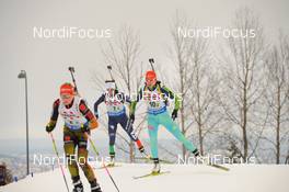 03.03.2016, Oslo, Norway (NOR): Olena Pidhrushna (UKR), Karin Oberhofer (ITA) - IBU world championships biathlon, relay mixed, Oslo (NOR). www.nordicfocus.com. © Tumashov/NordicFocus. Every downloaded picture is fee-liable.