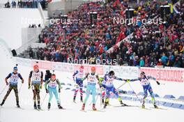 03.03.2016, Oslo, Norway (NOR): Simon Schempp (GER), Arnd Peiffer (GER), Dmytro Pidruchnyi (UKR), Sergey Semenov (UKR), Martin Fourcade (FRA), Quentin Fillon Maillet (FRA), (l-r) - IBU world championships biathlon, relay mixed, Oslo (NOR). www.nordicfocus.com. © Tumashov/NordicFocus. Every downloaded picture is fee-liable.