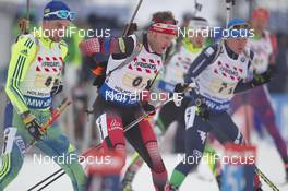 03.03.2016, Oslo, Norway (NOR): Jesper Nelin (SWE), Simon Eder (AUT), Lukas Hofer (ITA), (l-r) - IBU world championships biathlon, relay mixed, Oslo (NOR). www.nordicfocus.com. © Manzoni/NordicFocus. Every downloaded picture is fee-liable.