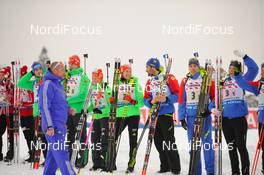 03.03.2016, Oslo, Norway (NOR): Borut Nunar (SLO) IBU race director, directs the athletes to the flower ceremony - IBU world championships biathlon, relay mixed, Oslo (NOR). www.nordicfocus.com. © Tumashov/NordicFocus. Every downloaded picture is fee-liable.