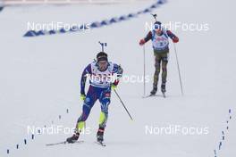 03.03.2016, Oslo, Norway (NOR): Martin Fourcade (FRA), Simon Schempp (GER), (l-r) - IBU world championships biathlon, relay mixed, Oslo (NOR). www.nordicfocus.com. © Manzoni/NordicFocus. Every downloaded picture is fee-liable.