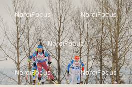 03.03.2016, Oslo, Norway (NOR): Ekaterina Yurlova (RUS), Kaisa Makarainen (FIN) - IBU world championships biathlon, relay mixed, Oslo (NOR). www.nordicfocus.com. © Tumashov/NordicFocus. Every downloaded picture is fee-liable.