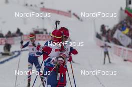 06.03.2016, Oslo, Norway (NOR): Ole Einar Bjoerndalen (NOR), Emil Hegle Svendsen (NOR), (l-r) - IBU world championships biathlon, pursuit men, Oslo (NOR). www.nordicfocus.com. © NordicFocus. Every downloaded picture is fee-liable.