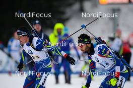 12.03.2016, Oslo, Norway (NOR): Quentin Fillon Maillet (FRA), Martin Fourcade (FRA) - IBU world championships biathlon, relay men, Oslo (NOR). www.nordicfocus.com. © Tumashov/NordicFocus. Every downloaded picture is fee-liable.