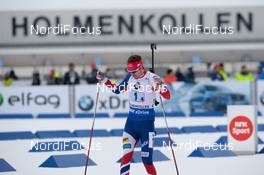 12.03.2016, Oslo, Norway (NOR): Emil Hegle Svendsen (NOR) - IBU world championships biathlon, relay men, Oslo (NOR). www.nordicfocus.com. © Tumashov/NordicFocus. Every downloaded picture is fee-liable.