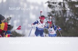 12.03.2016, Oslo, Norway (NOR): Ole Einar Bjoerndalen (NOR), Simon Fourcade (FRA), (l-r) - IBU world championships biathlon, relay men, Oslo (NOR). www.nordicfocus.com. © NordicFocus. Every downloaded picture is fee-liable.