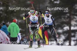 12.03.2016, Oslo, Norway (NOR): Yuryi Liadov (BLR), Serafin Wiestner (SUI), (l-r) - IBU world championships biathlon, relay men, Oslo (NOR). www.nordicfocus.com. © NordicFocus. Every downloaded picture is fee-liable.
