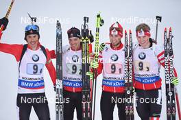 12.03.2016, Oslo, Norway (NOR): Christian Gow (CAN), Nathan Smith (CAN), Scott Gow (CAN), Brendan Green (CAN) - IBU world championships biathlon, relay men, Oslo (NOR). www.nordicfocus.com. © Tumashov/NordicFocus. Every downloaded picture is fee-liable.