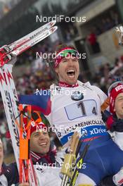 12.03.2016, Oslo, Norway (NOR): Emil Hegle Svendsen (NOR) - IBU world championships biathlon, relay men, Oslo (NOR). www.nordicfocus.com. © NordicFocus. Every downloaded picture is fee-liable.