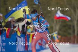 11.03.2016, Oslo, Norway (NOR): Tatiana Akimova (RUS) - IBU world championships biathlon, relay women, Oslo (NOR). www.nordicfocus.com. © NordicFocus. Every downloaded picture is fee-liable.