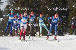 11.03.2016, Oslo, Norway (NOR): Anna Kistanova (KAZ), Weronika Nowakowska (POL), Maren Hammerschmidt (GER), Olena Pidhrushna (UKR), Lucie Charvatova (CZE) - IBU world championships biathlon, relay women, Oslo (NOR). www.nordicfocus.com. © NordicFocus. Every downloaded picture is fee-liable.