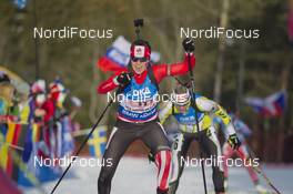 11.03.2016, Oslo, Norway (NOR): Julia Ransom (CAN) - IBU world championships biathlon, relay women, Oslo (NOR). www.nordicfocus.com. © NordicFocus. Every downloaded picture is fee-liable.