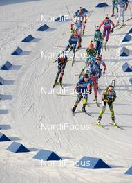 11.03.2016, Oslo, Norway (NOR): Justine Braisaz (FAR), Lisa Vittozzi (ITA), Tatiana Akimova (RUS), Synnoeve Solemdal (NOR), Valj Semerenko (UKR), Jessica Jislova (CZE) - IBU world championships biathlon, relay women, Oslo (NOR). www.nordicfocus.com. © Tumashov/NordicFocus. Every downloaded picture is fee-liable.