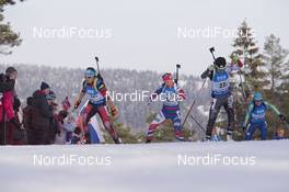 11.03.2016, Oslo, Norway (NOR): Dunja Zdouc (AUT), Fanny Horn Birkeland (NOR), Yurie Tanaka (JPN), (l-r) - IBU world championships biathlon, relay women, Oslo (NOR). www.nordicfocus.com. © NordicFocus. Every downloaded picture is fee-liable.