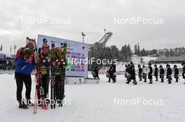 05.03.2016, Oslo, Norway (NOR): Marie Dorin Habert (FRA), Laura Dahlmeier (GER), Tiril Eckhoff (NOR) - IBU world championships biathlon, sprint women, Oslo (NOR). www.nordicfocus.com. © Tumashov/NordicFocus. Every downloaded picture is fee-liable.