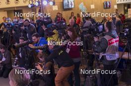 04.03.2016, Oslo, Norway (NOR): Event Feature: Huge Interest in the Athletes during the Fischer Press Conference - IBU world championships biathlon, Fischer Press Conference , Oslo (NOR). www.nordicfocus.com. © NordicFocus. Every downloaded picture is fee-liable.
