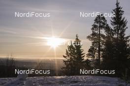 29.02.2016, Oslo, Norway (NOR): Event Feature: Sunrise over the host city Oslo - IBU world championships biathlon, training, Oslo (NOR). www.nordicfocus.com. © NordicFocus. Every downloaded picture is fee-liable.