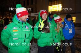 02.03.2016, Oslo, Norway (NOR): Thomas Bormolini (ITA), Lisa Vittozzi (ITA), Federica Sanfilippo (ITA), (l-r) - IBU world championships biathlon, opening ceremony, Oslo (NOR). www.nordicfocus.com. © NordicFocus. Every downloaded picture is fee-liable.