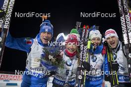 27.11.2016, Oestersund, Sweden, (SWE): Lukas Hofer (ITA), Dorothea Wierer (ITA), Lisa Vittozzi (ITA), Dominik Windisch (ITA), (l-r) - IBU world cup biathlon, relay mixed, Oestersund (SWE). www.nordicfocus.com. © Manzoni/NordicFocus. Every downloaded picture is fee-liable.