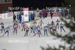 27.11.2016, Oestersund, Sweden, (SWE): Event Feature: Start of the race - IBU world cup biathlon, relay mixed, Oestersund (SWE). www.nordicfocus.com. © Manzoni/NordicFocus. Every downloaded picture is fee-liable.