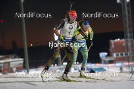 27.11.2016, Oestersund, Sweden, (SWE): Laura Dahlmeier (GER), Hanna Oeberg (SWE), (l-r) - IBU world cup biathlon, relay mixed, Oestersund (SWE). www.nordicfocus.com. © Manzoni/NordicFocus. Every downloaded picture is fee-liable.