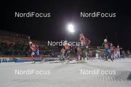 27.11.2016, Oestersund, Sweden, (SWE): Ingrid Tandrevold (NOR), Lisa Theresa Hauser (AUT), Franziska Preuss (GER), (l-r) - IBU world cup biathlon, single mixed relay, Oestersund (SWE). www.nordicfocus.com. © Manzoni/NordicFocus. Every downloaded picture is fee-liable.