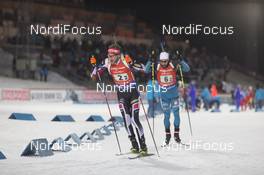 27.11.2016, Oestersund, Sweden, (SWE): Simon Eder (AUT), Martin Fourcade (FRA), (l-r) - IBU world cup biathlon, single mixed relay, Oestersund (SWE). www.nordicfocus.com. © Manzoni/NordicFocus. Every downloaded picture is fee-liable.