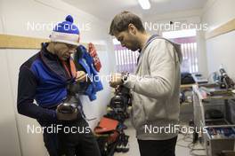 02.12.2016, Oestersund, Sweden, (SWE): Industry Feature: Mathias Fredriksson (SWE) and Guillaume Robert (FRA), Salomon Race Service - IBU world cup biathlon, training, Oestersund (SWE). www.nordicfocus.com. © Manzoni/NordicFocus. Every downloaded picture is fee-liable.