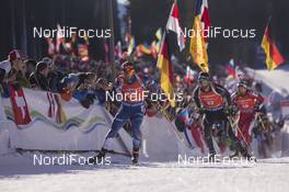 10.12.2016, Pokljuka, Slovenia (SLO): Michal Slesingr (CZE), Serafin Wiestner (SUI), Michael Roesch (BEL), (l-r) -  IBU world cup biathlon, pursuit men, Pokljuka (SLO). www.nordicfocus.com. © Manzoni/NordicFocus. Every downloaded picture is fee-liable.