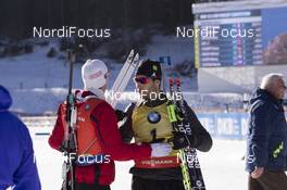 10.12.2016, Pokljuka, Slovenia (SLO): Emil Hegle Svendsen (NOR), Martin Fourcade (FRA), (l-r) -  IBU world cup biathlon, pursuit men, Pokljuka (SLO). www.nordicfocus.com. © Manzoni/NordicFocus. Every downloaded picture is fee-liable.