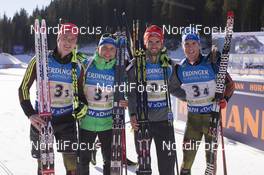 11.12.2016, Pokljuka, Slovenia (SLO): Benedikt Doll (GER), Erik Lesser (GER), Matthias Dorfer (GER), Simon Schempp (GER), (l-r) -  IBU world cup biathlon, relay men, Pokljuka (SLO). www.nordicfocus.com. © Manzoni/NordicFocus. Every downloaded picture is fee-liable.