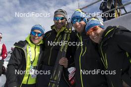09.12.2016, Pokljuka, Slovenia (SLO): The Fischer Crew in Pokljuka with Michael Grossegger (AUT), Gerhard Urain (AUT) and Tanja Winterhalder (GER)  -  IBU world cup biathlon, sprint men, Pokljuka (SLO). www.nordicfocus.com. © Manzoni/NordicFocus. Every downloaded picture is fee-liable.