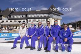 11.12.2016, Pokljuka, Slovenia (SLO): Radovan Simocko (SVK), IBU IR, Karl-Heinz Wolf (GER), IBU IR, Borut Nunar (SLO) IBU race director, Christophe Vassallo (FRA) TD and IR IBU, Hans-Peter Olsen (NOR), IBU IR, Ulrich Walder (ITA), IBU IR -  IBU world cup biathlon, training, Pokljuka (SLO). www.nordicfocus.com. © Manzoni/NordicFocus. Every downloaded picture is fee-liable.