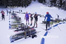 09.12.2016, Pokljuka, Slovenia (SLO): Event Feature: Team technicians prepare skis for testing -  IBU world cup biathlon, training, Pokljuka (SLO). www.nordicfocus.com. © Manzoni/NordicFocus. Every downloaded picture is fee-liable.