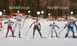 01.01.2016, Lenzerheide, Switzerland (SUI): Ragnhild Haga (NOR), Ida Ingemarsdotter (SWE), Denise Herrmann (GER), Ida Sargent (USA), Krista Parmakoski (FIN), (l-r)  - FIS world cup cross-country, tour de ski, individual sprint, Lenzerheide (SUI). www.nordicfocus.com. © Felgenhauer/NordicFocus. Every downloaded picture is fee-liable.