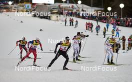 01.01.2016, Lenzerheide, Switzerland (SUI): Sondre Turvoll Fossli (NOR), Jovian Hediger (SUI), Simeon Hamilton (USA), Emil Joensson (SWE), (l-r)  - FIS world cup cross-country, tour de ski, individual sprint, Lenzerheide (SUI). www.nordicfocus.com. © Felgenhauer/NordicFocus. Every downloaded picture is fee-liable.