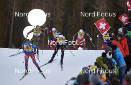 01.01.2016, Lenzerheide, Switzerland (SUI): Sergey Ustiugov (RUS), Thomas Bing (GER), Roman Schaad (SUI), (l-r)  - FIS world cup cross-country, tour de ski, individual sprint, Lenzerheide (SUI). www.nordicfocus.com. © Felgenhauer/NordicFocus. Every downloaded picture is fee-liable.