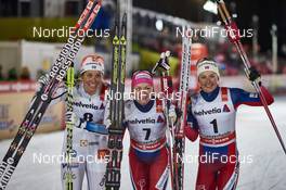 01.01.2016, Lenzerheide, Switzerland (SUI): Ida Ingemarsdotter (SWE), Maiken Caspersen Falla (NOR), Ingvild Flugstad Oestberg (NOR), (l-r)  - FIS world cup cross-country, tour de ski, individual sprint, Lenzerheide (SUI). www.nordicfocus.com. © Felgenhauer/NordicFocus. Every downloaded picture is fee-liable.